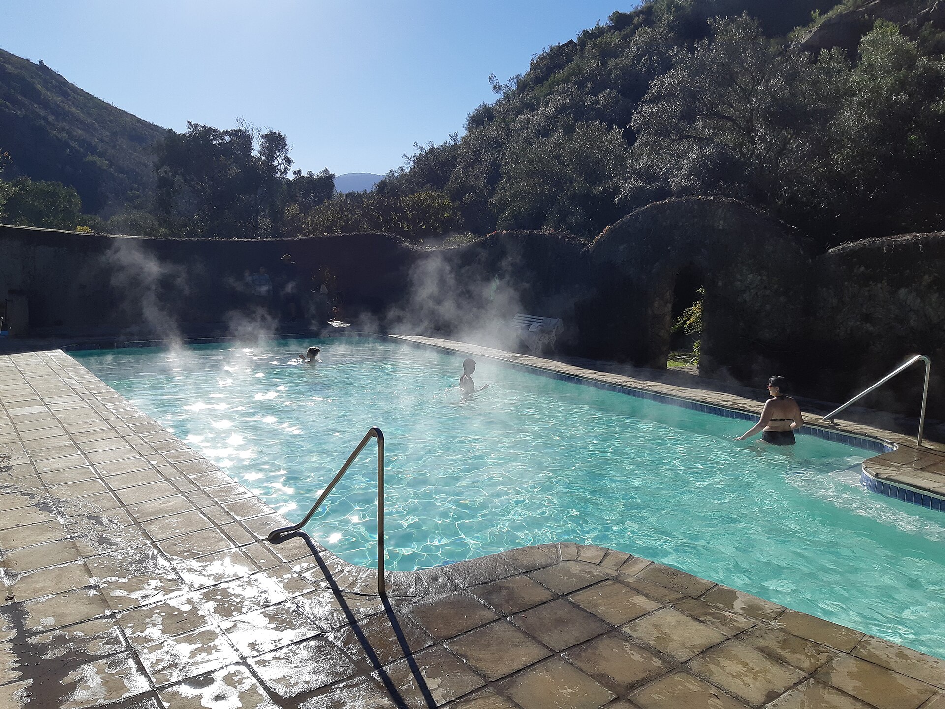 Steam rising off the thermal pool at The Baths, Citrusdal